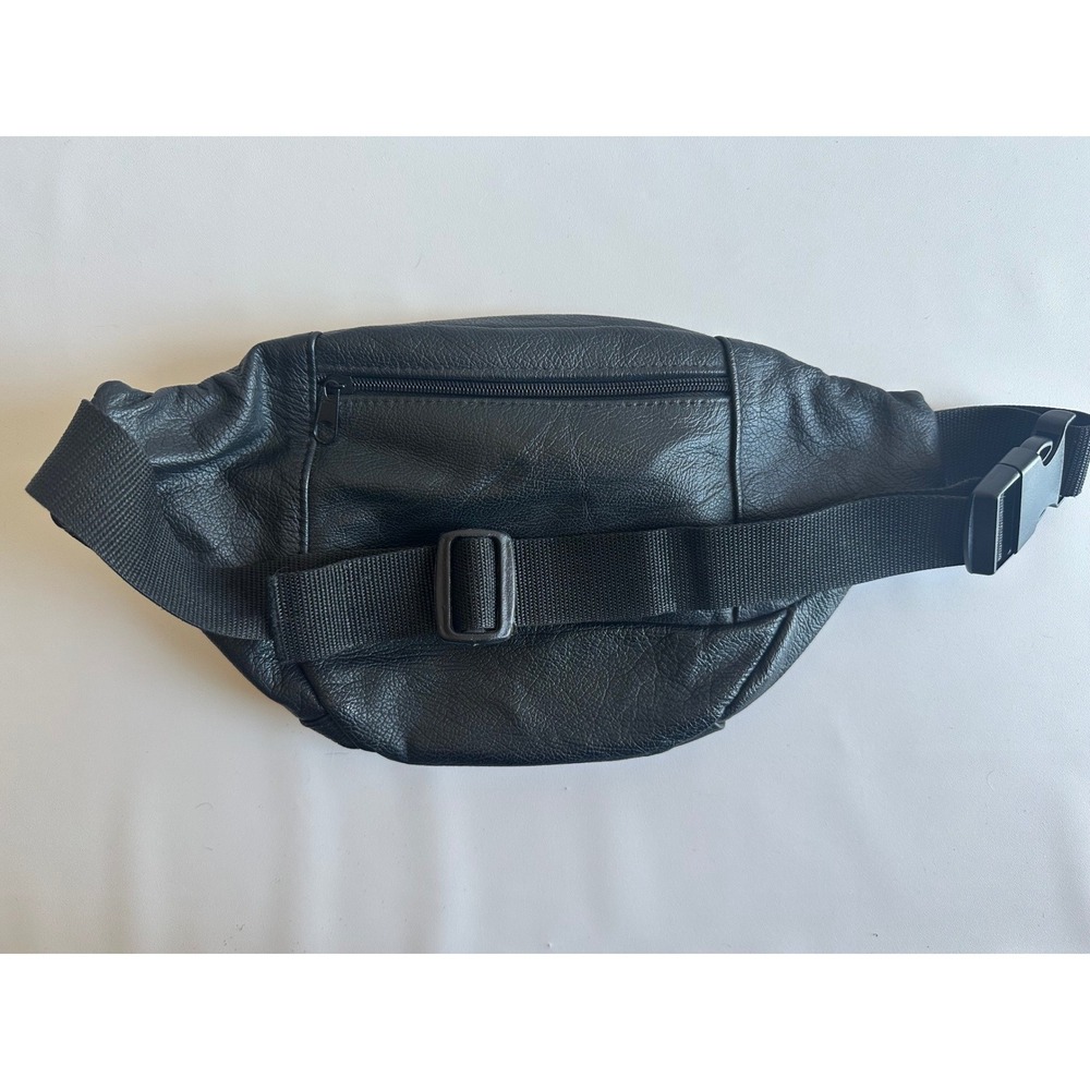 Genuine Leather Fanny Pack Black Waist Bag Made in Mexico Multiple Pockets - Picture 4 of 7
